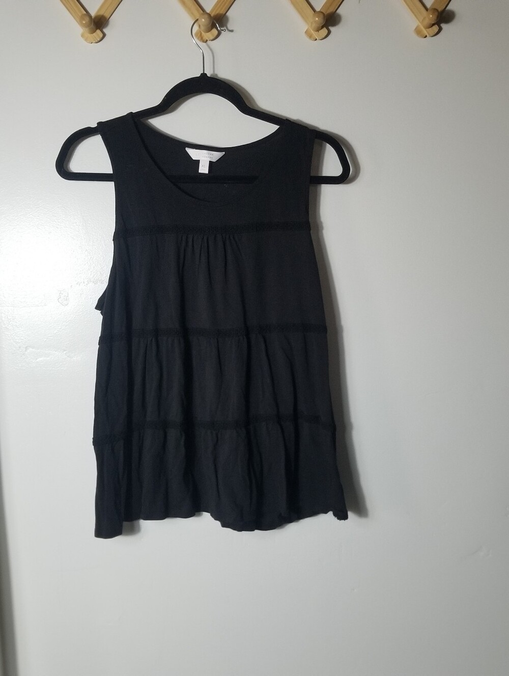LC LAUREN CONRAD WOMEN'S BLACK TIERED TANK TOP SIZE XL